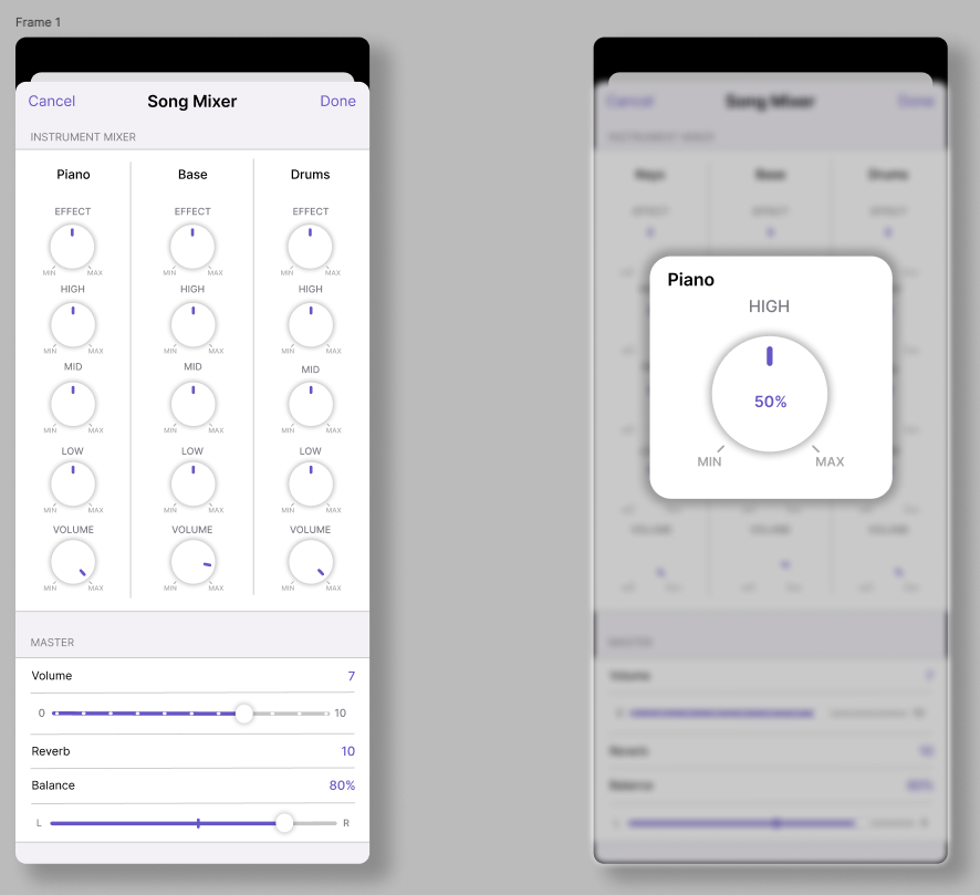 Early mixer mock inspired by hardware consoles