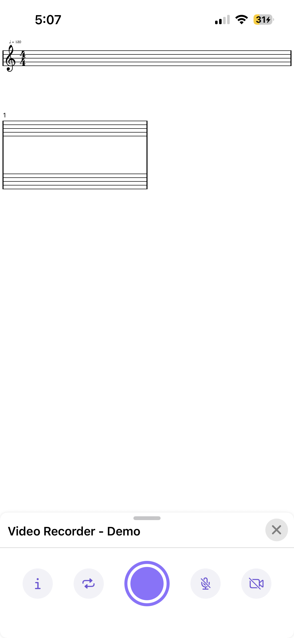 MusicSketch video recorder overlay during playback